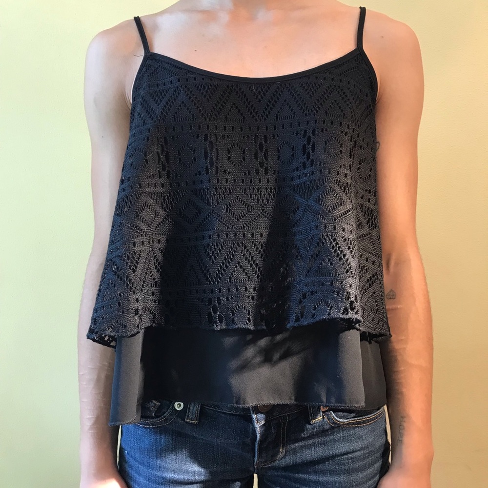 Black lace layered tank top!